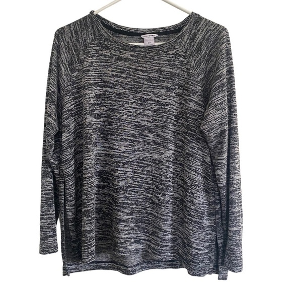 Tops - Club Monaco Grey Spacedye Split Sides‎ Long Sleeve Knit Top Size Small
